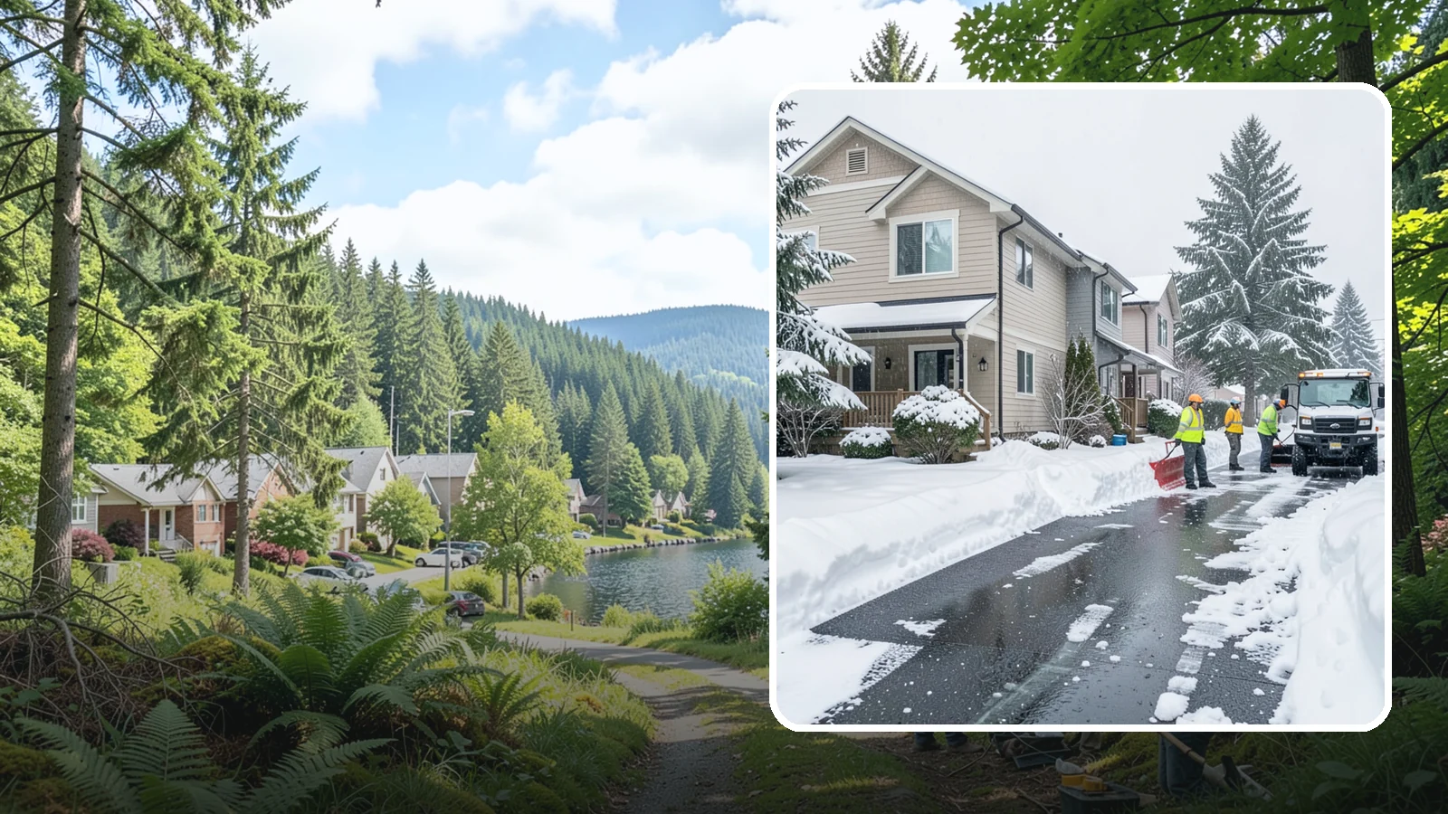 Townhome Snow Removal in Lake Forest Park, King County, WA - We clear driveways, shared entries, and walkways for Western Washington townhomes where tight lots and shared access demand...