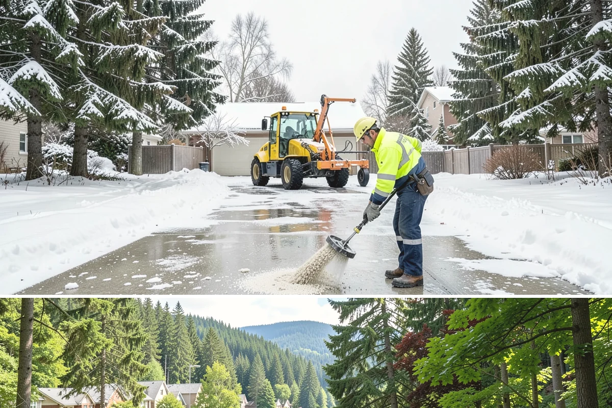 Townhome Snow Removal in Lake Forest Park, King County, WA - Townhome clusters need prompt clearing with each lowland snowfall and follow-up treatment through the freeze-thaw days that...