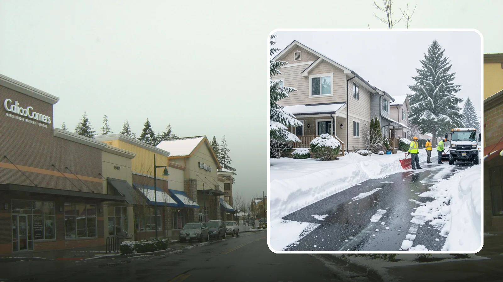 Townhome Snow Removal in Mill Creek, Snohomish County, WA - We clear driveways, shared entries, and walkways for Western Washington townhomes where tight lots and shared access demand...