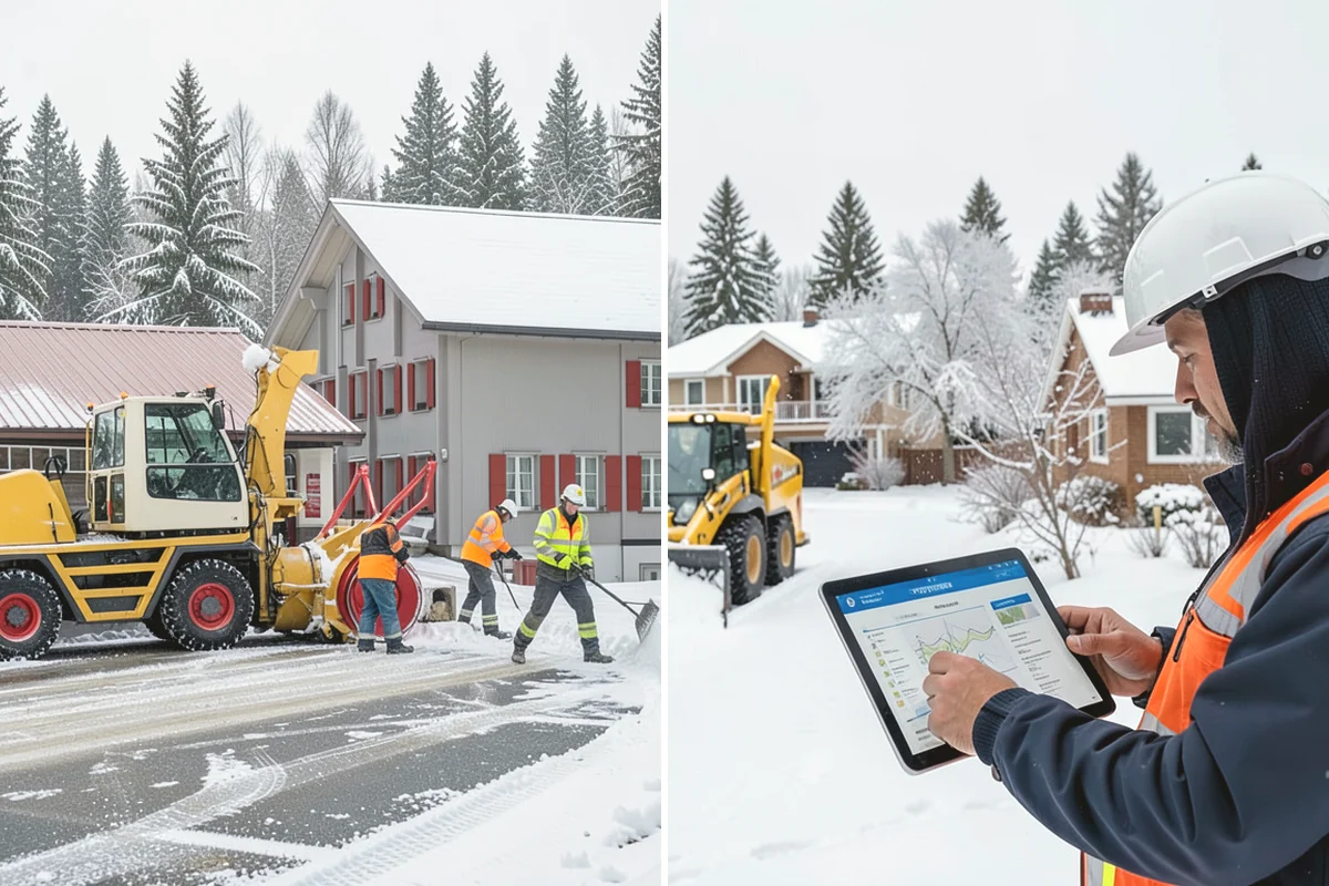 Townhome Snow Removal in Mill Creek, Snohomish County, WA - We map shared access, unit boundaries, and staging areas