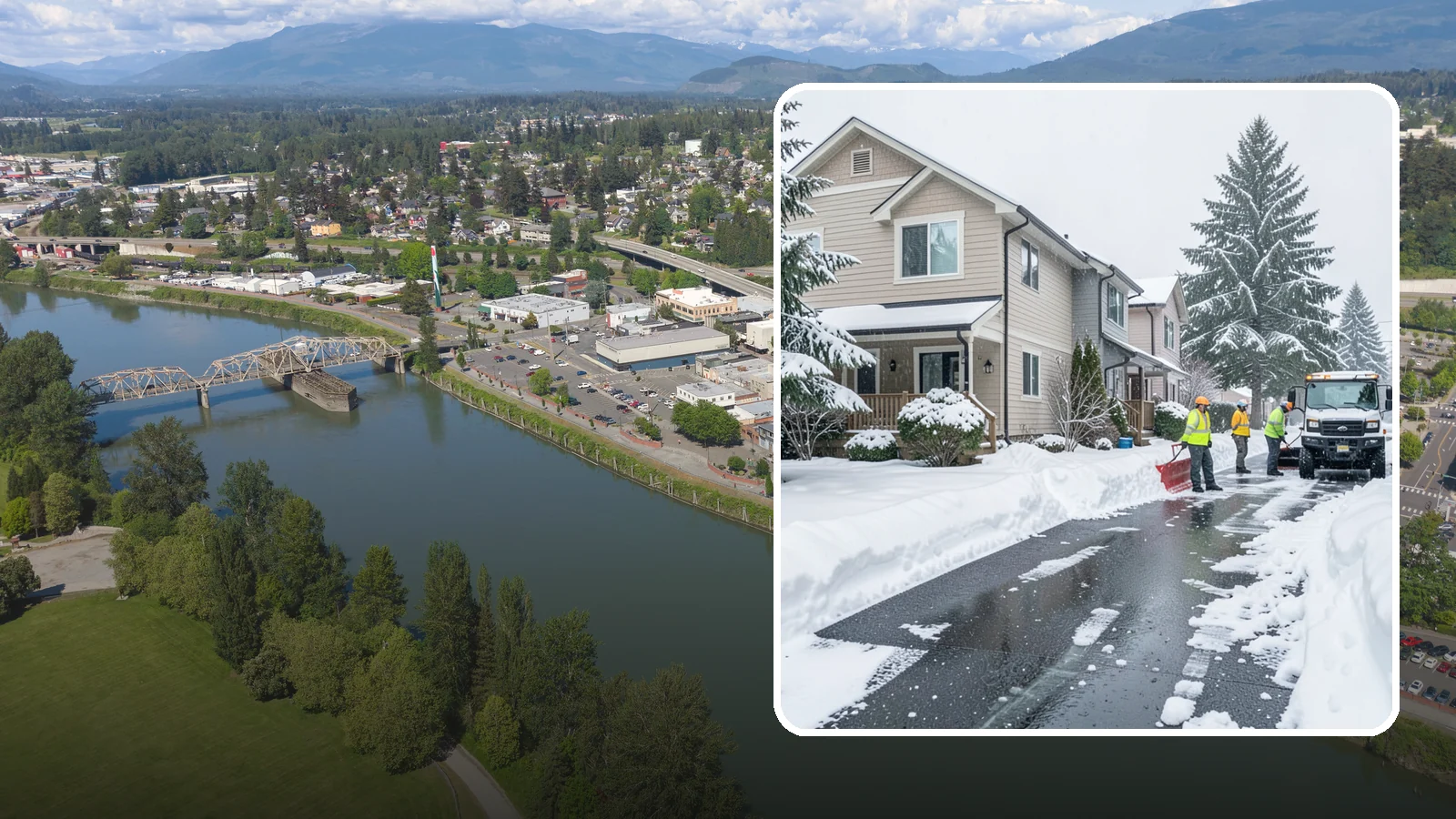 Townhome Snow Removal in Mount Vernon, Skagit County, WA - We clear driveways, shared entries, and walkways for Western Washington townhomes where tight lots and shared access demand...