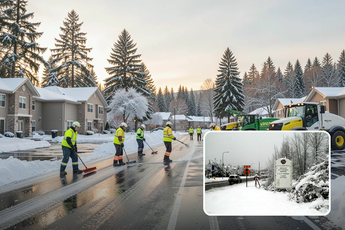 Townhome Snow Removal in Newcastle, King County, WA - Coordinates clearing across shared driveways and entries