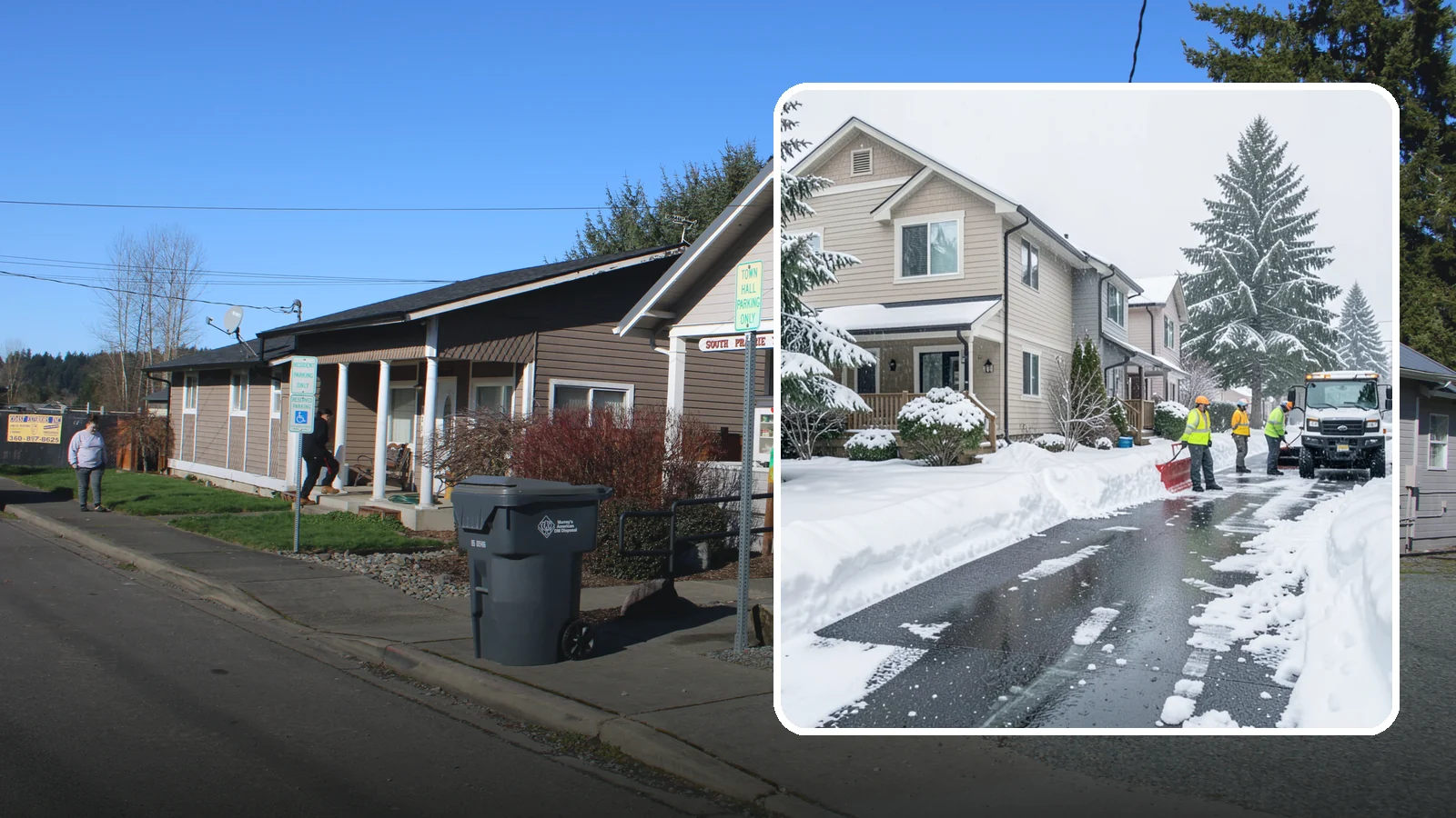 Townhome Snow Removal in South Prairie, Pierce County, WA - We clear driveways, shared entries, and walkways for Western Washington townhomes where tight lots and shared access demand...