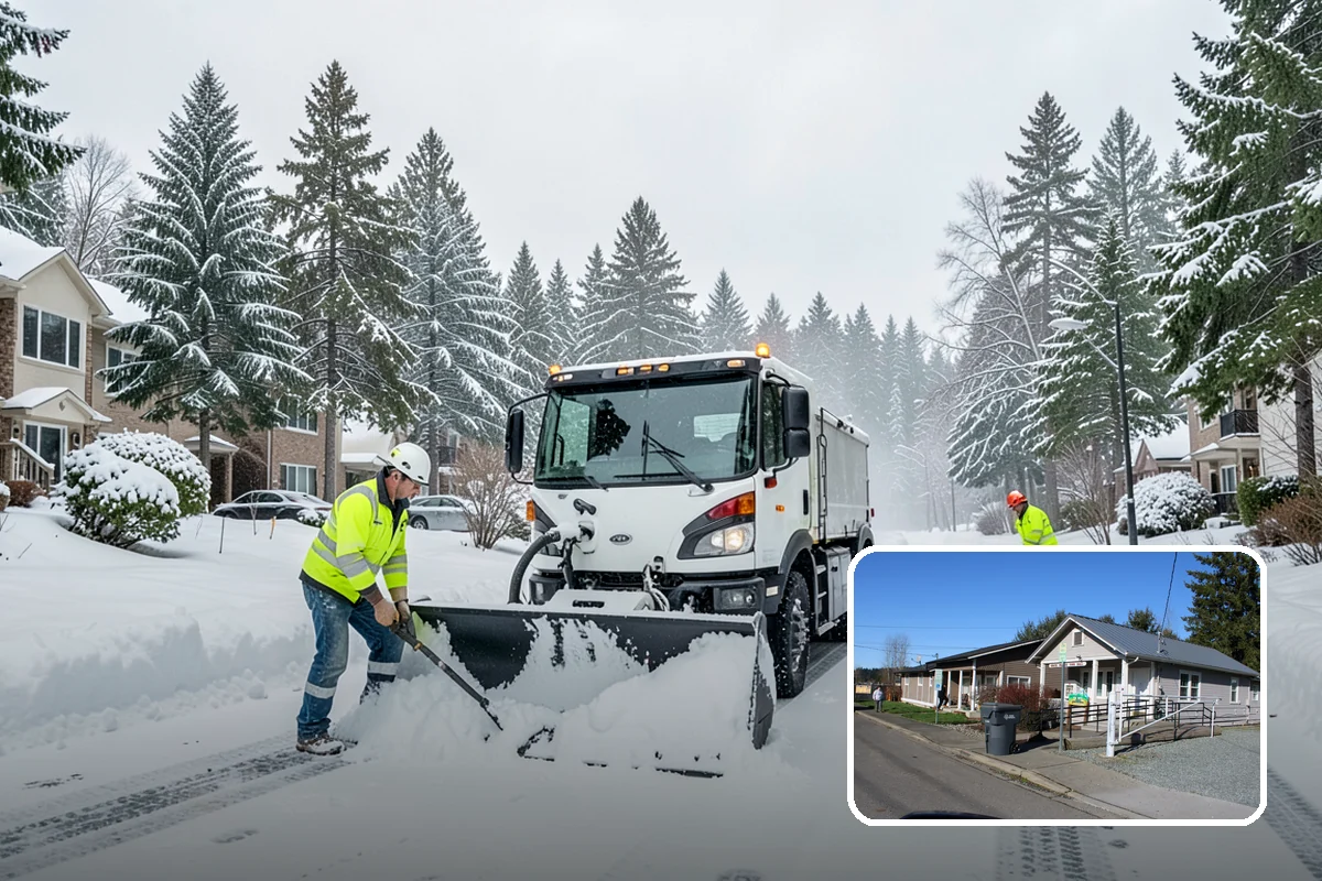 Townhome Snow Removal in South Prairie, Pierce County, WA - Coordinates clearing across shared driveways and entries