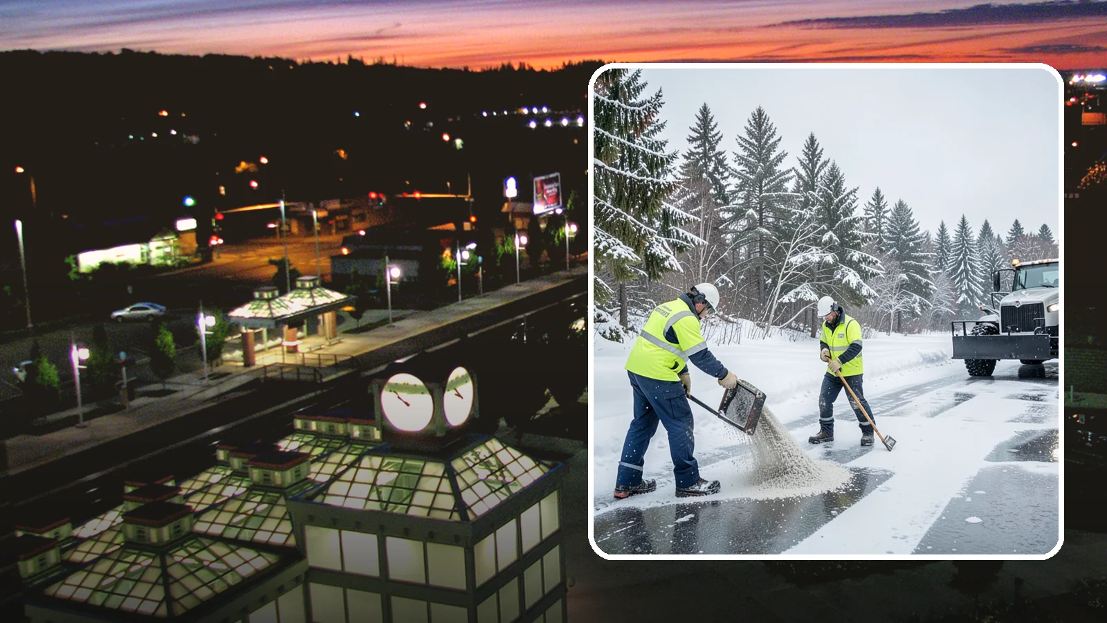 Traction Control Treatment in Auburn, King County, WA - Traction control treatment combines abrasives and targeted deicer to keep high-risk walking and driving surfaces safe underfoot.