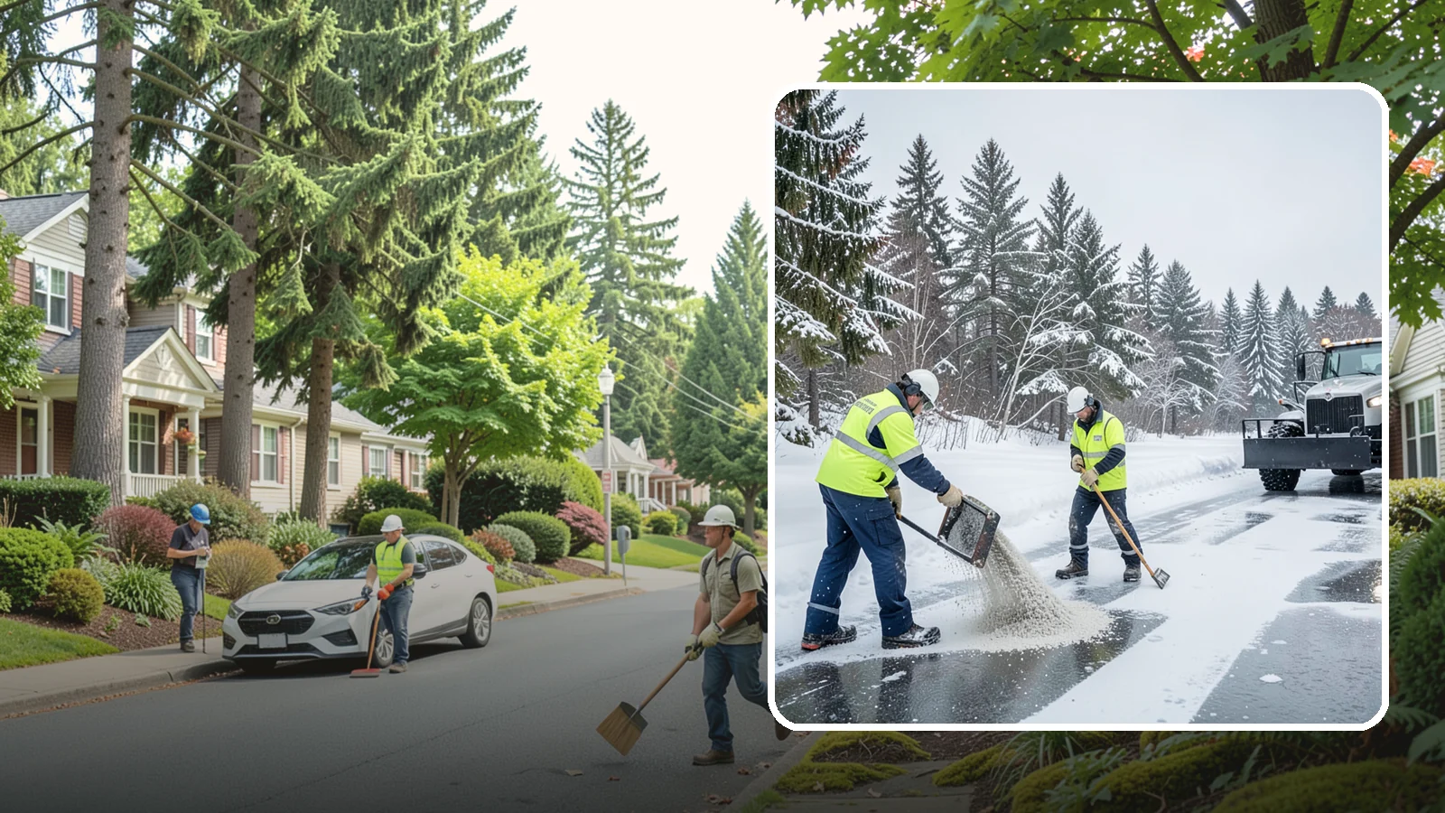Traction Control Treatment in Beaux Arts Village, King County, WA - Traction control treatment combines abrasives and targeted deicer to keep high-risk walking and driving surfaces safe underfoot.