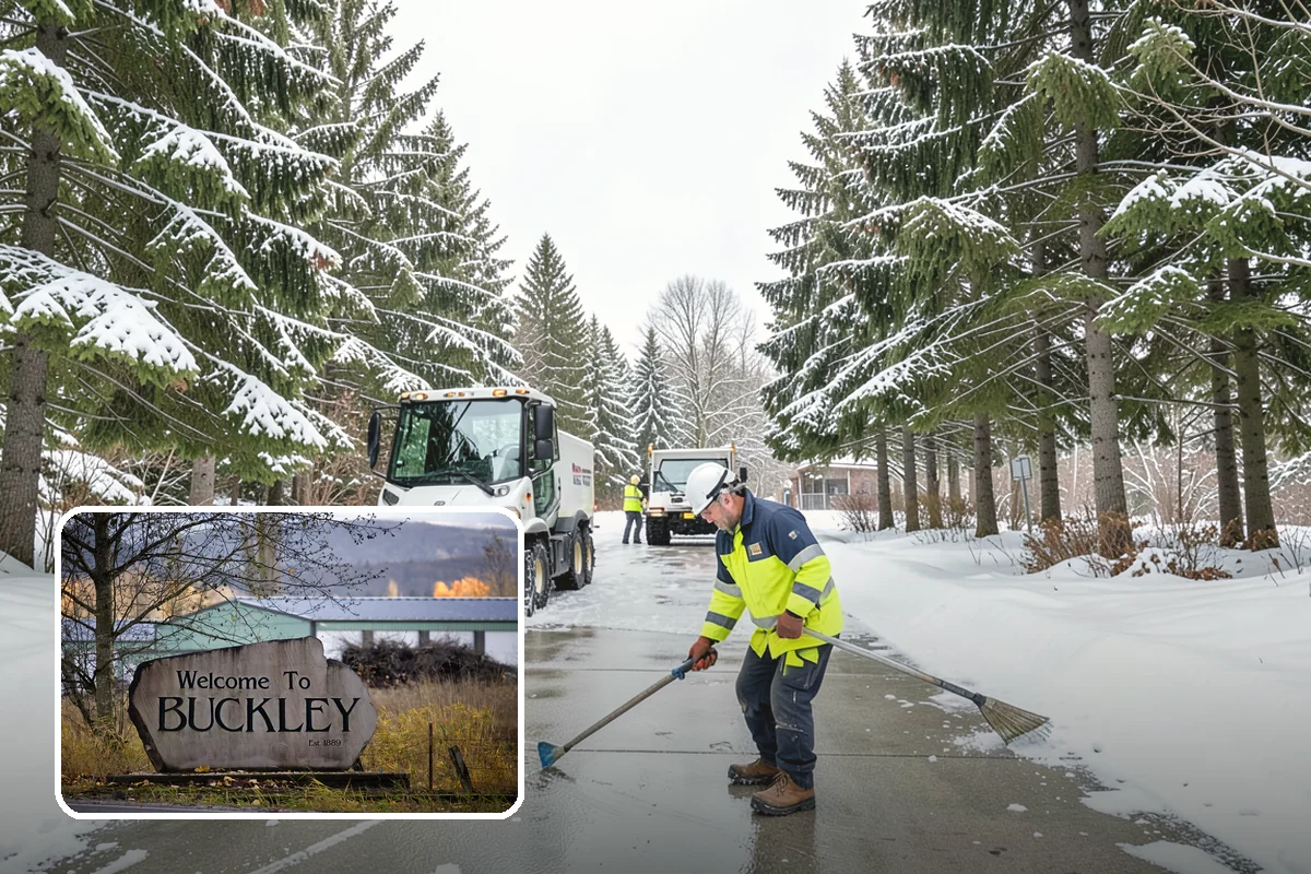 Traction Control Treatment in Buckley, Pierce County, WA - Combines instant abrasive grip with gradual chemical melting