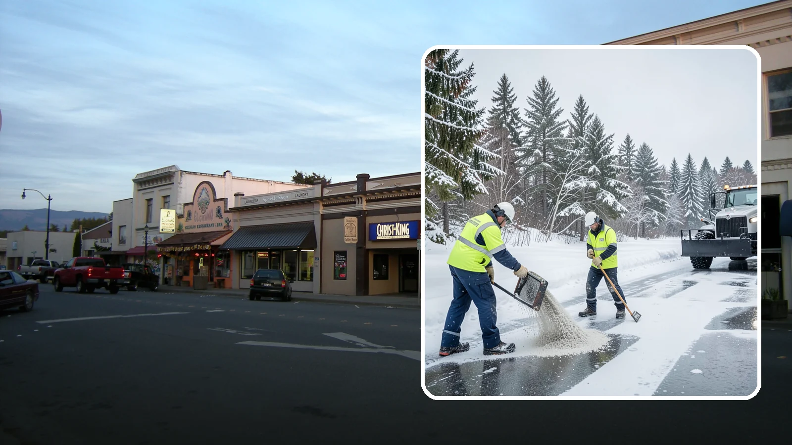 Traction Control Treatment in Burlington, Skagit County, WA - Traction control treatment combines abrasives and targeted deicer to keep high-risk walking and driving surfaces safe underfoot.