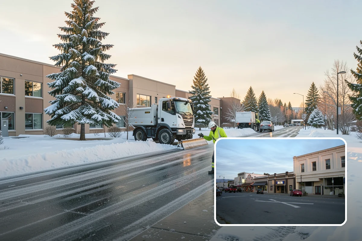 Traction Control Treatment in Burlington, Skagit County, WA - Combines instant abrasive grip with gradual chemical melting