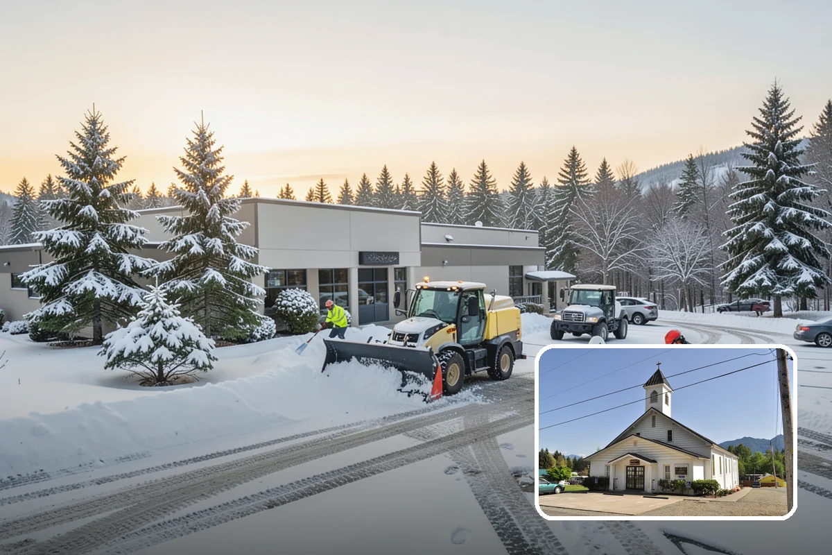 Traction Control Treatment in Concrete, Skagit County, WA - Combines instant abrasive grip with gradual chemical melting