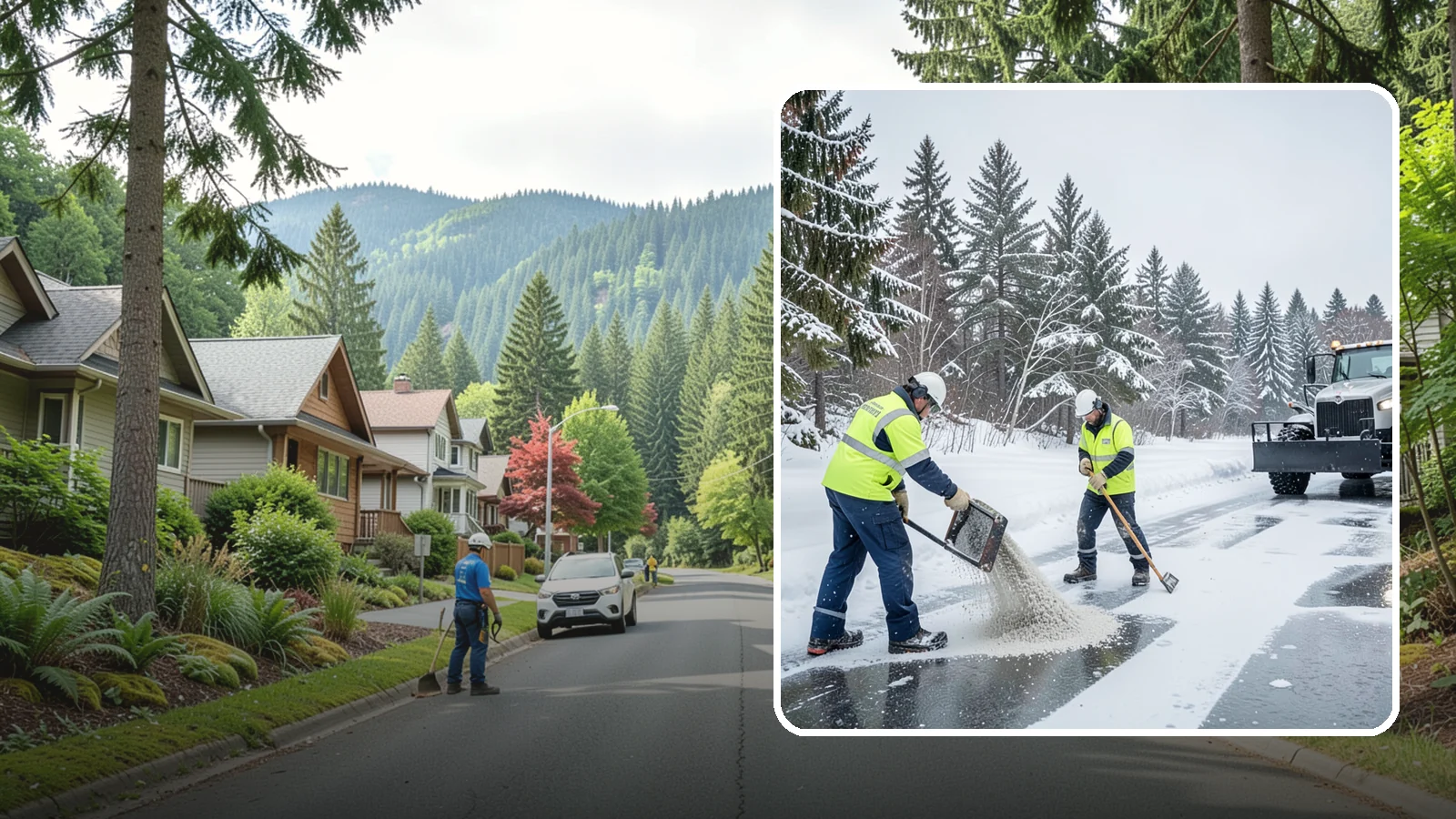 Traction Control Treatment in Darrington, Snohomish County, WA - Traction control treatment combines abrasives and targeted deicer to keep high-risk walking and driving surfaces safe underfoot.