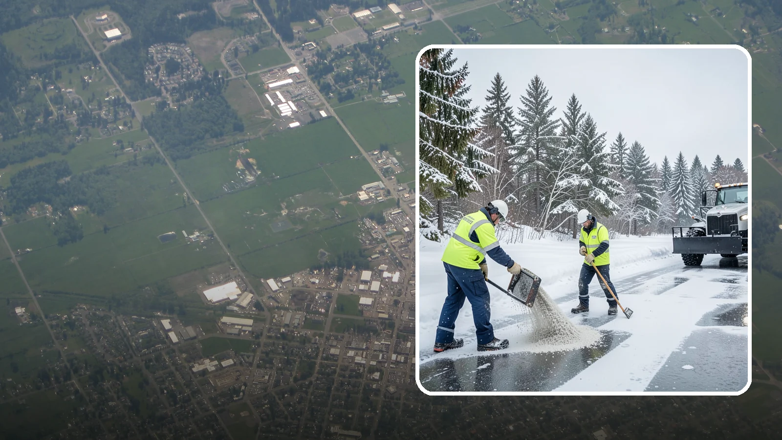 Traction Control Treatment in Enumclaw, King County, WA - Traction control treatment combines abrasives and targeted deicer to keep high-risk walking and driving surfaces safe underfoot.