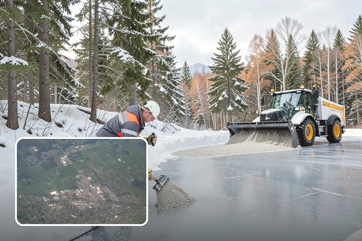 Traction Control Treatment in Enumclaw, King County, WA - Combines instant abrasive grip with gradual chemical melting