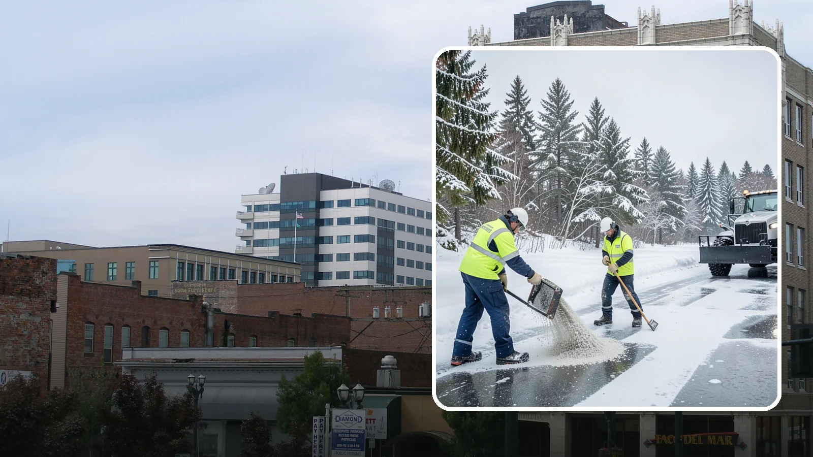 Traction Control Treatment in Everett, Snohomish County, WA - Traction control treatment combines abrasives and targeted deicer to keep high-risk walking and driving surfaces safe underfoot.