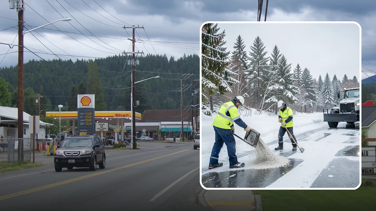 Traction Control Treatment in Granite Falls, Snohomish County, WA - Traction control treatment combines abrasives and targeted deicer to keep high-risk walking and driving surfaces safe underfoot.