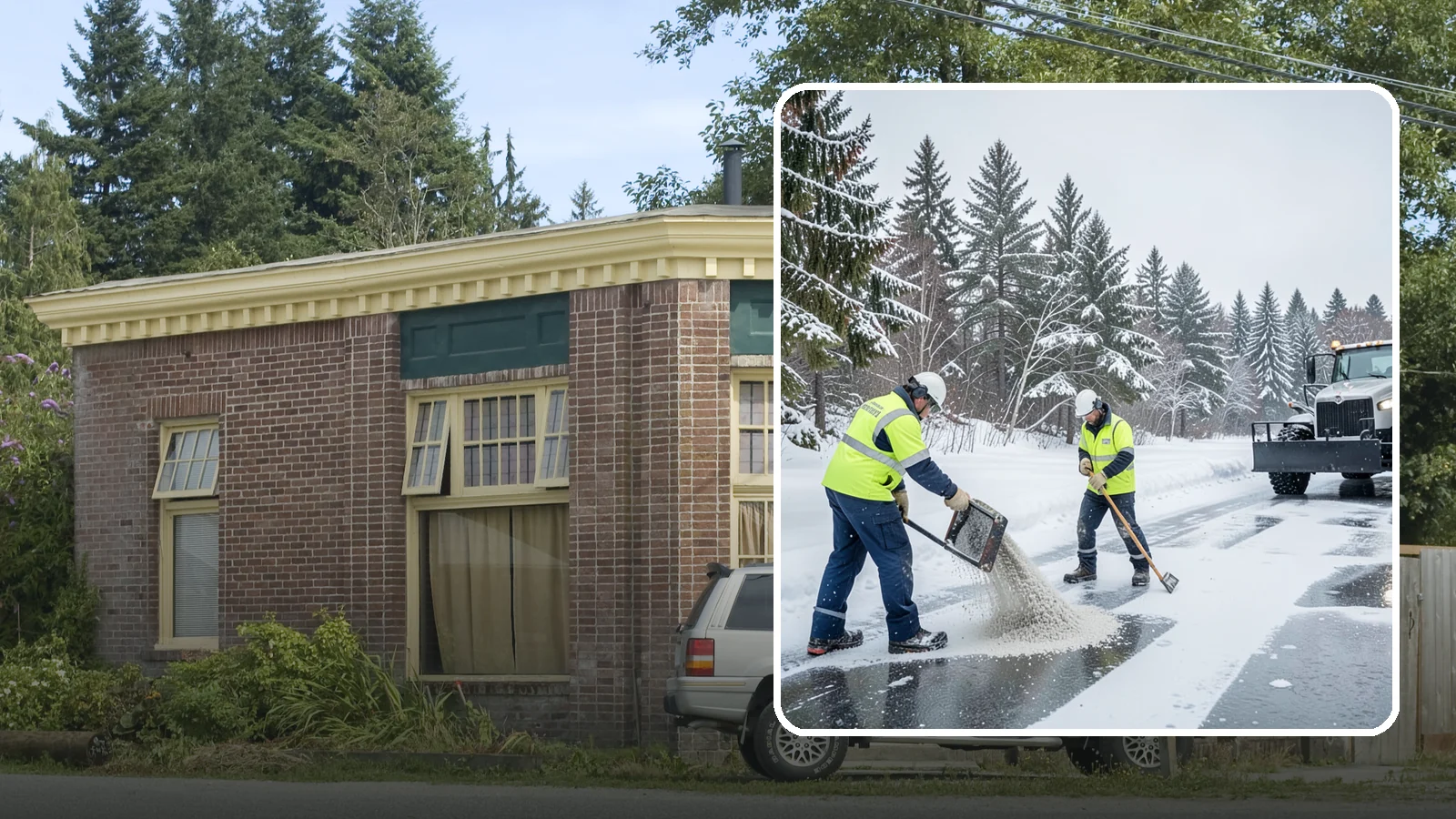 Traction Control Treatment in Hamilton, Skagit County, WA - Traction control treatment combines abrasives and targeted deicer to keep high-risk walking and driving surfaces safe underfoot.