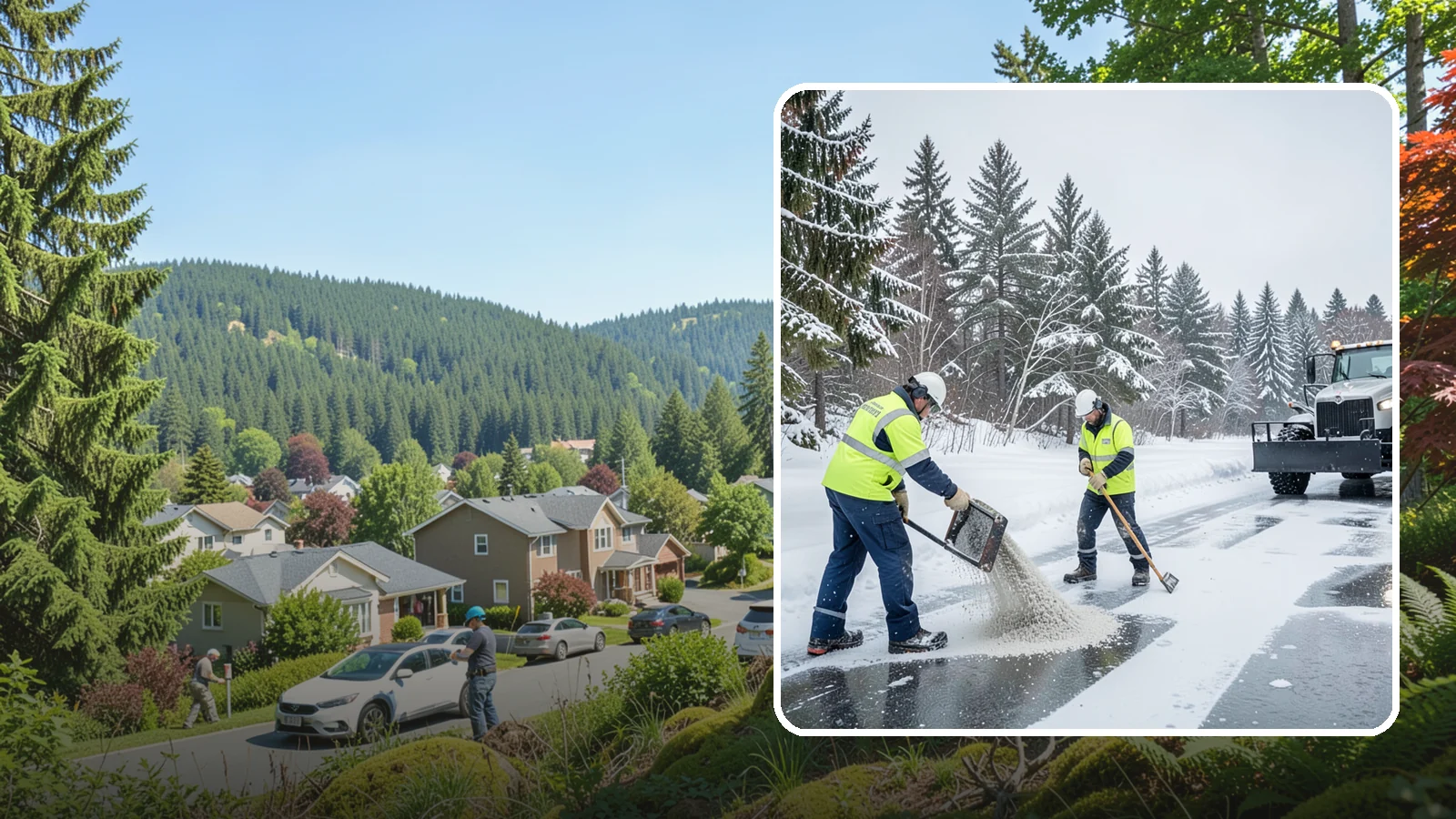 Traction Control Treatment in Index, Snohomish County, WA - Traction control treatment combines abrasives and targeted deicer to keep high-risk walking and driving surfaces safe underfoot.
