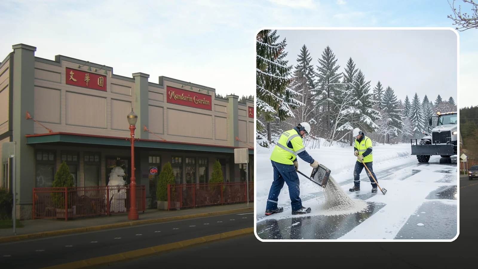Traction Control Treatment in Issaquah, King County, WA - Traction control treatment combines abrasives and targeted deicer to keep high-risk walking and driving surfaces safe underfoot.