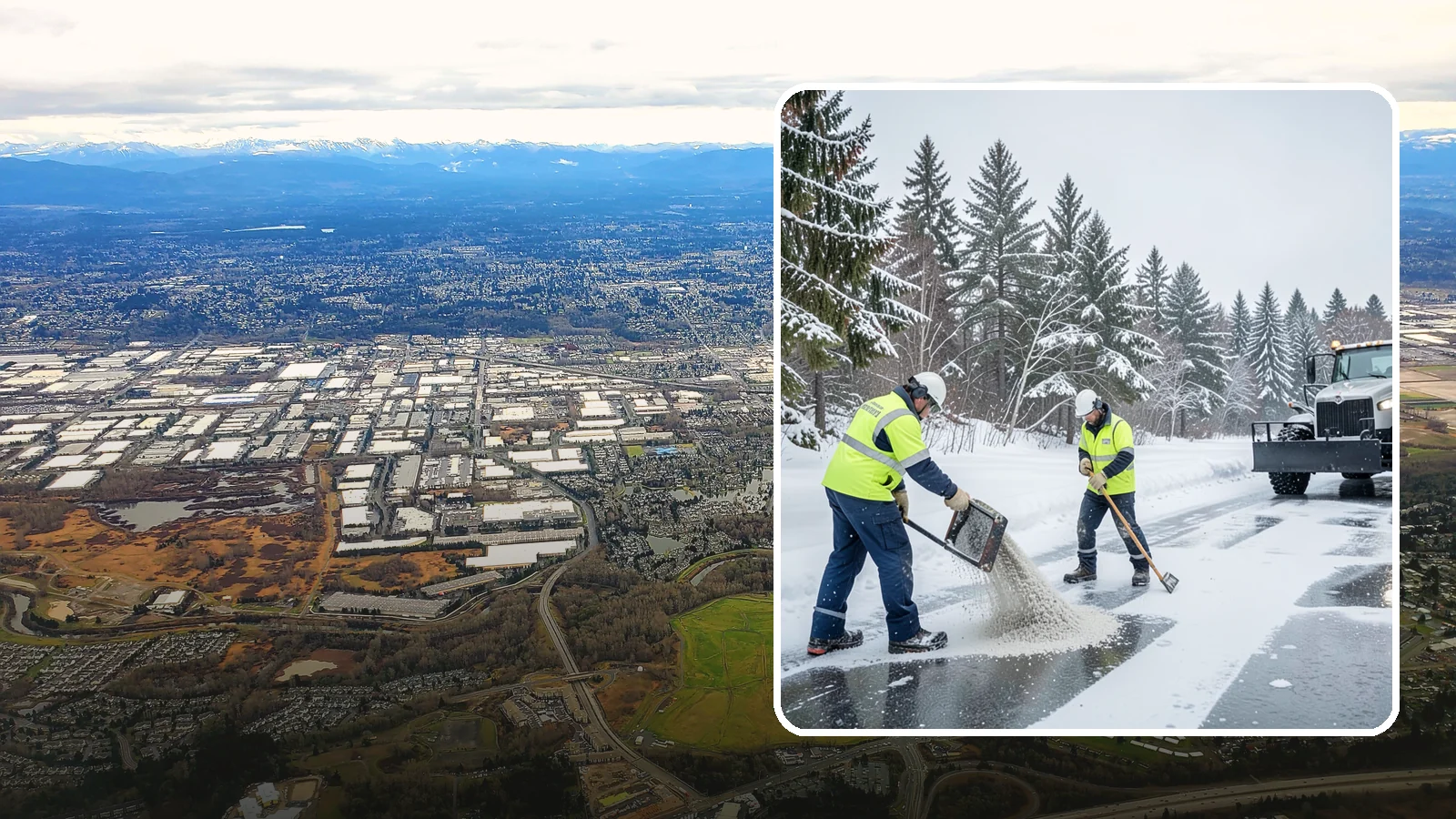 Traction Control Treatment in Kent, King County, WA - Traction control treatment combines abrasives and targeted deicer to keep high-risk walking and driving surfaces safe underfoot.