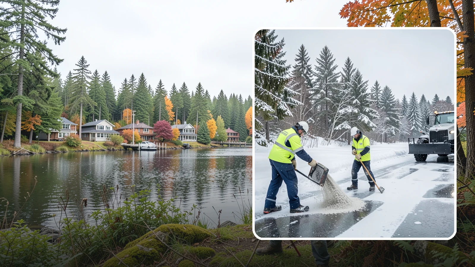 Traction Control Treatment in La Conner, Skagit County, WA - Traction control treatment combines abrasives and targeted deicer to keep high-risk walking and driving surfaces safe underfoot.