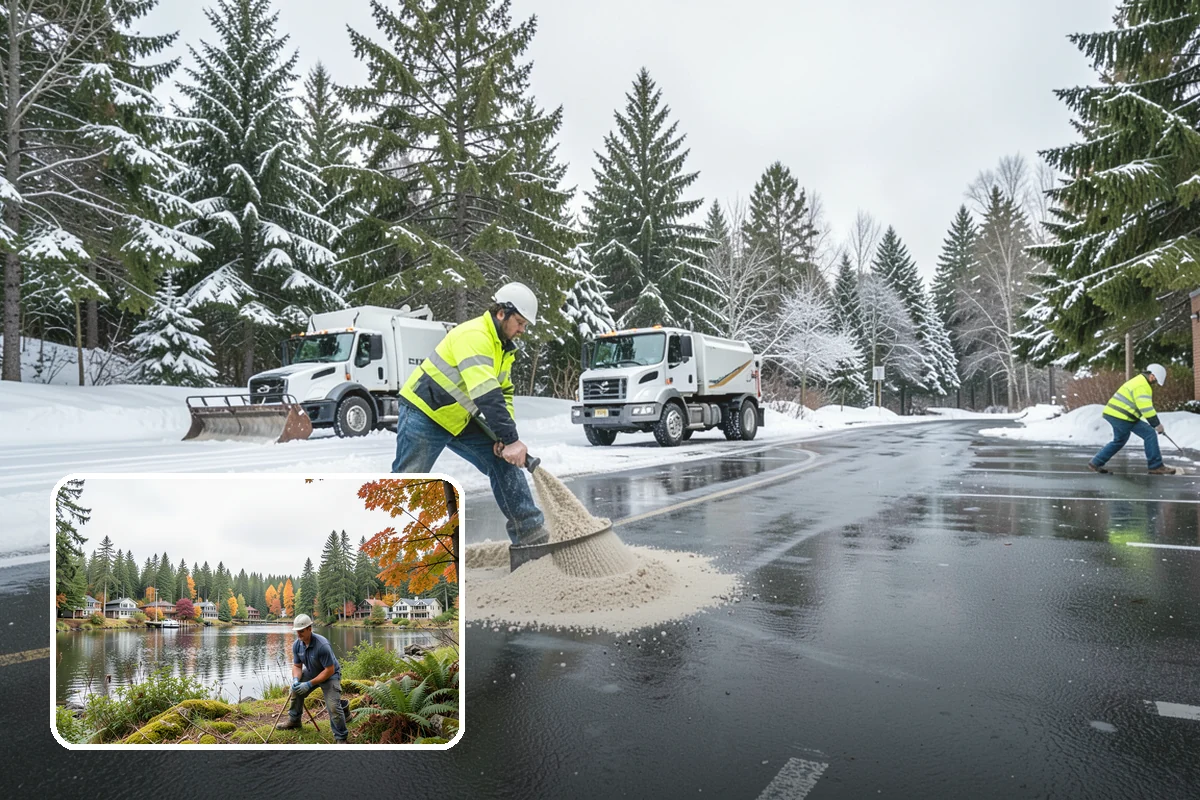 Traction Control Treatment in La Conner, Skagit County, WA - Combines instant abrasive grip with gradual chemical melting