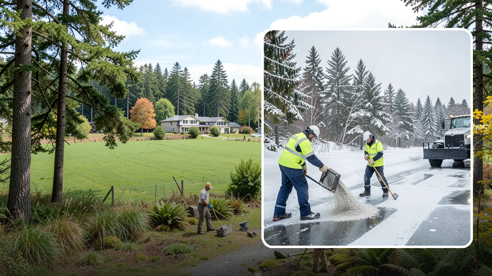 Traction Control Treatment in Lyman, Skagit County, WA - Traction control treatment combines abrasives and targeted deicer to keep high-risk walking and driving surfaces safe underfoot.