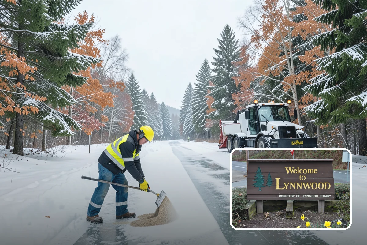Traction Control Treatment in Lynnwood, Snohomish County, WA - Combines instant abrasive grip with gradual chemical melting