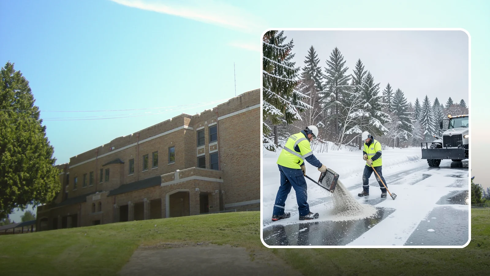 Traction Control Treatment in Maple Valley, King County, WA - Traction control treatment combines abrasives and targeted deicer to keep high-risk walking and driving surfaces safe underfoot.
