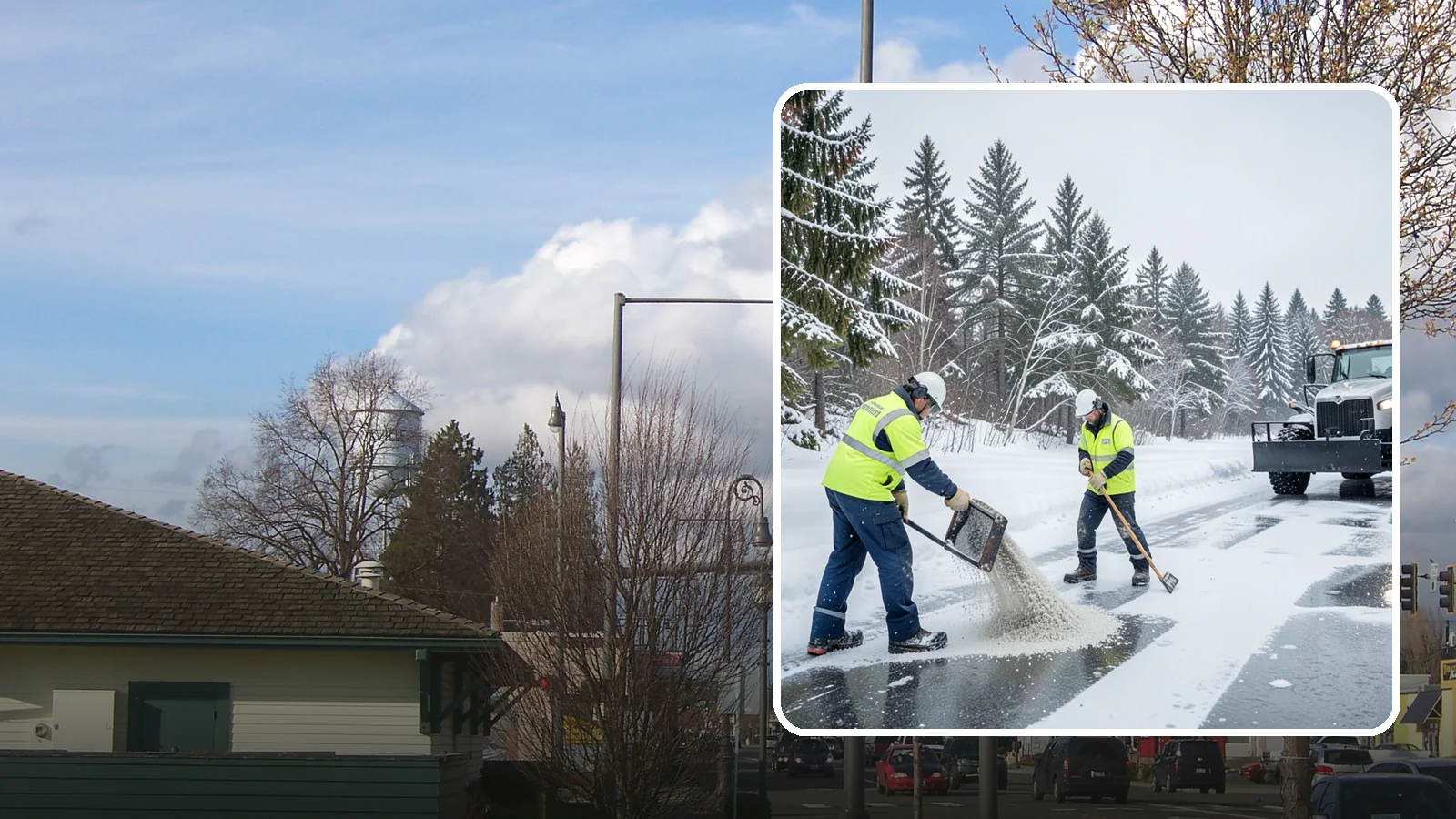 Traction Control Treatment in Marysville, Snohomish County, WA - Traction control treatment combines abrasives and targeted deicer to keep high-risk walking and driving surfaces safe underfoot.