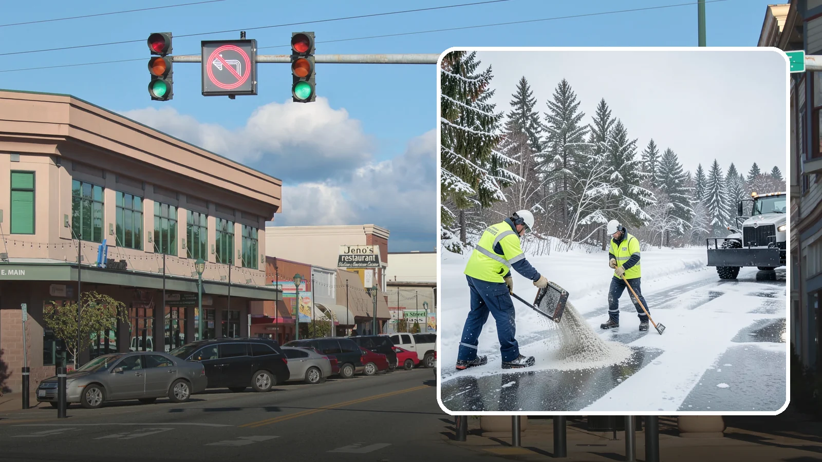Traction Control Treatment in Monroe, Snohomish County, WA - Traction control treatment combines abrasives and targeted deicer to keep high-risk walking and driving surfaces safe underfoot.