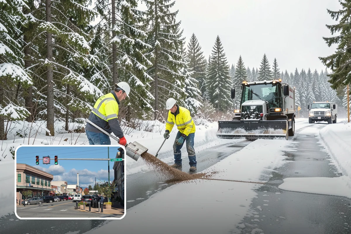 Traction Control Treatment in Monroe, Snohomish County, WA - Combines instant abrasive grip with gradual chemical melting