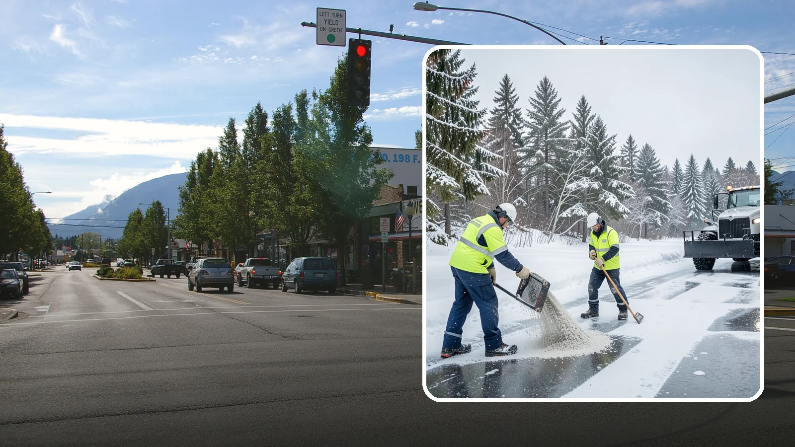 Traction Control Treatment in North Bend, King County, WA - Traction control treatment combines abrasives and targeted deicer to keep high-risk walking and driving surfaces safe underfoot.