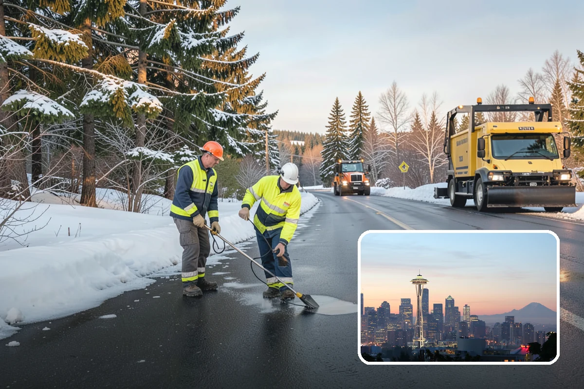 Traction Control Treatment in Seattle, King County, WA - Combines instant abrasive grip with gradual chemical melting