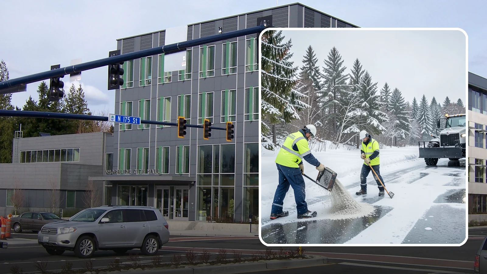 Traction Control Treatment in Shoreline, King County, WA - Traction control treatment combines abrasives and targeted deicer to keep high-risk walking and driving surfaces safe underfoot.