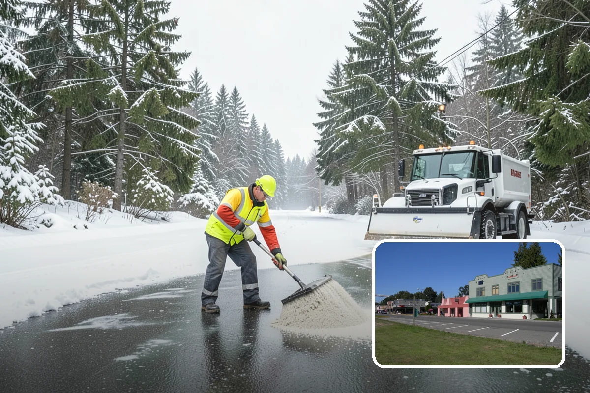 Traction Control Treatment in Snoqualmie, King County, WA - Combines instant abrasive grip with gradual chemical melting
