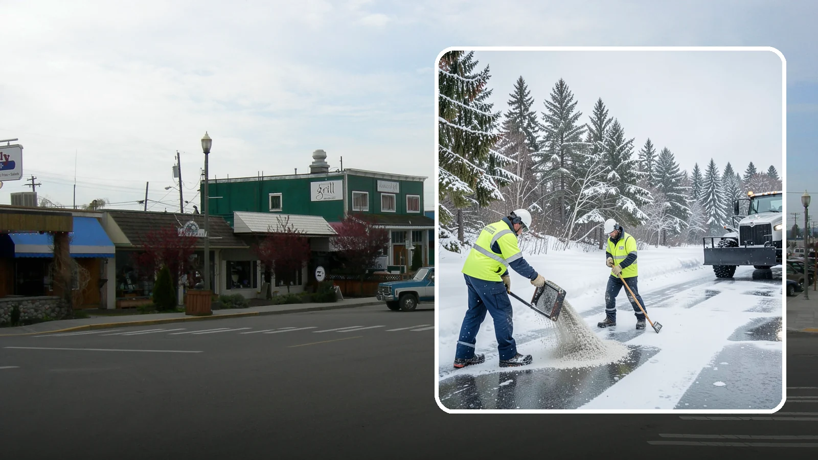 Traction Control Treatment in Stanwood, Snohomish County, WA - Traction control treatment combines abrasives and targeted deicer to keep high-risk walking and driving surfaces safe underfoot.