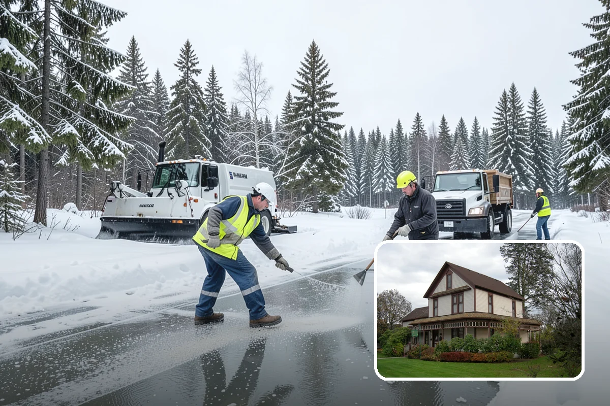 Traction Control Treatment in Sumner, Pierce County, WA - Combines instant abrasive grip with gradual chemical melting