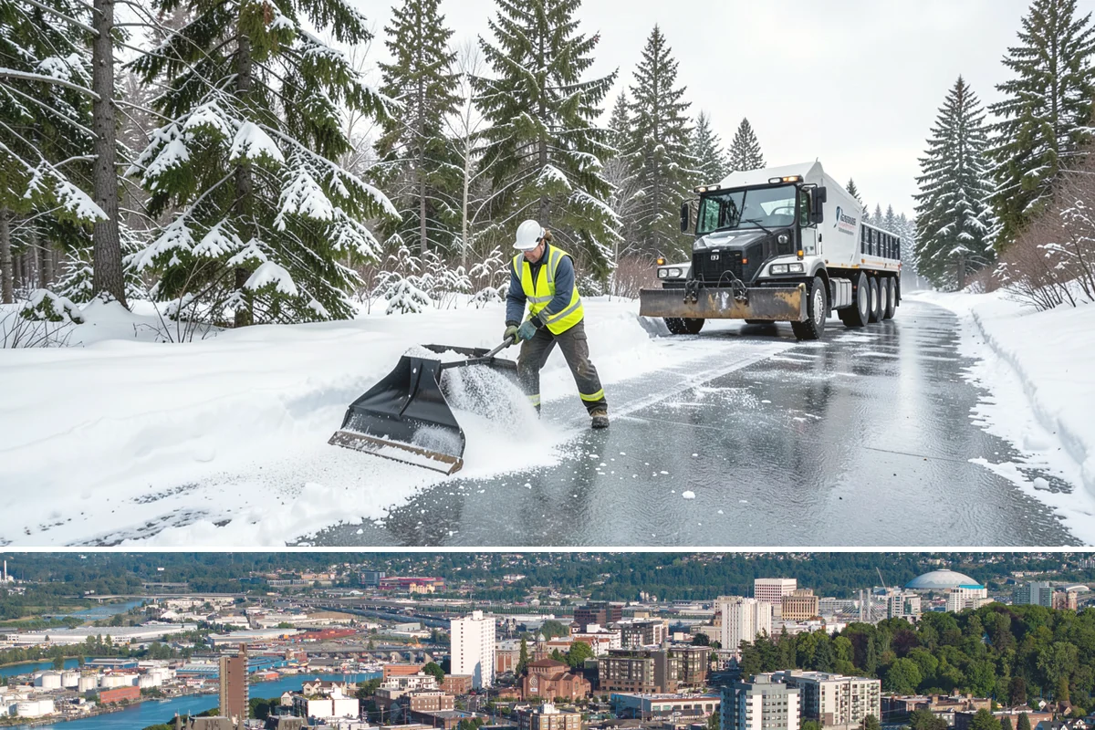 Traction Control Treatment in Tacoma, Pierce County, WA - Traction control treatment runs throughout winter, with peak demand during freeze-thaw mornings from December to February.