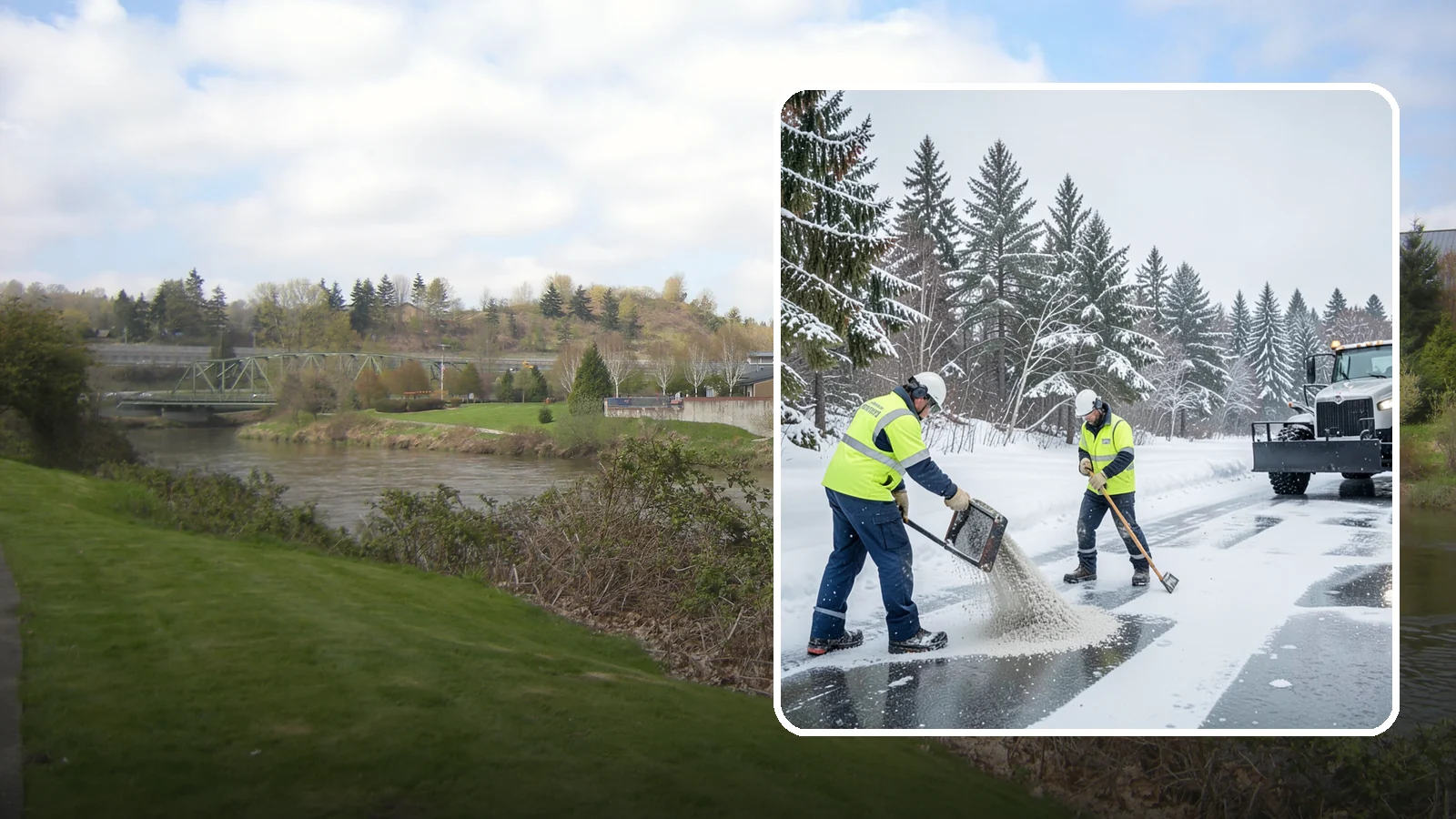 Traction Control Treatment in Tukwila, King County, WA - Traction control treatment combines abrasives and targeted deicer to keep high-risk walking and driving surfaces safe underfoot.