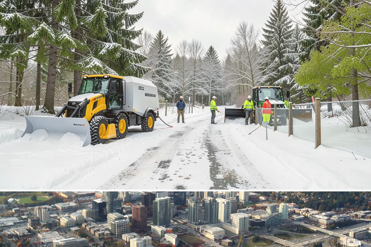 Tractor Snow Removal in Bellevue, King County, WA - Tractor clearing is most in demand for rural properties during the December-to-February snow season.