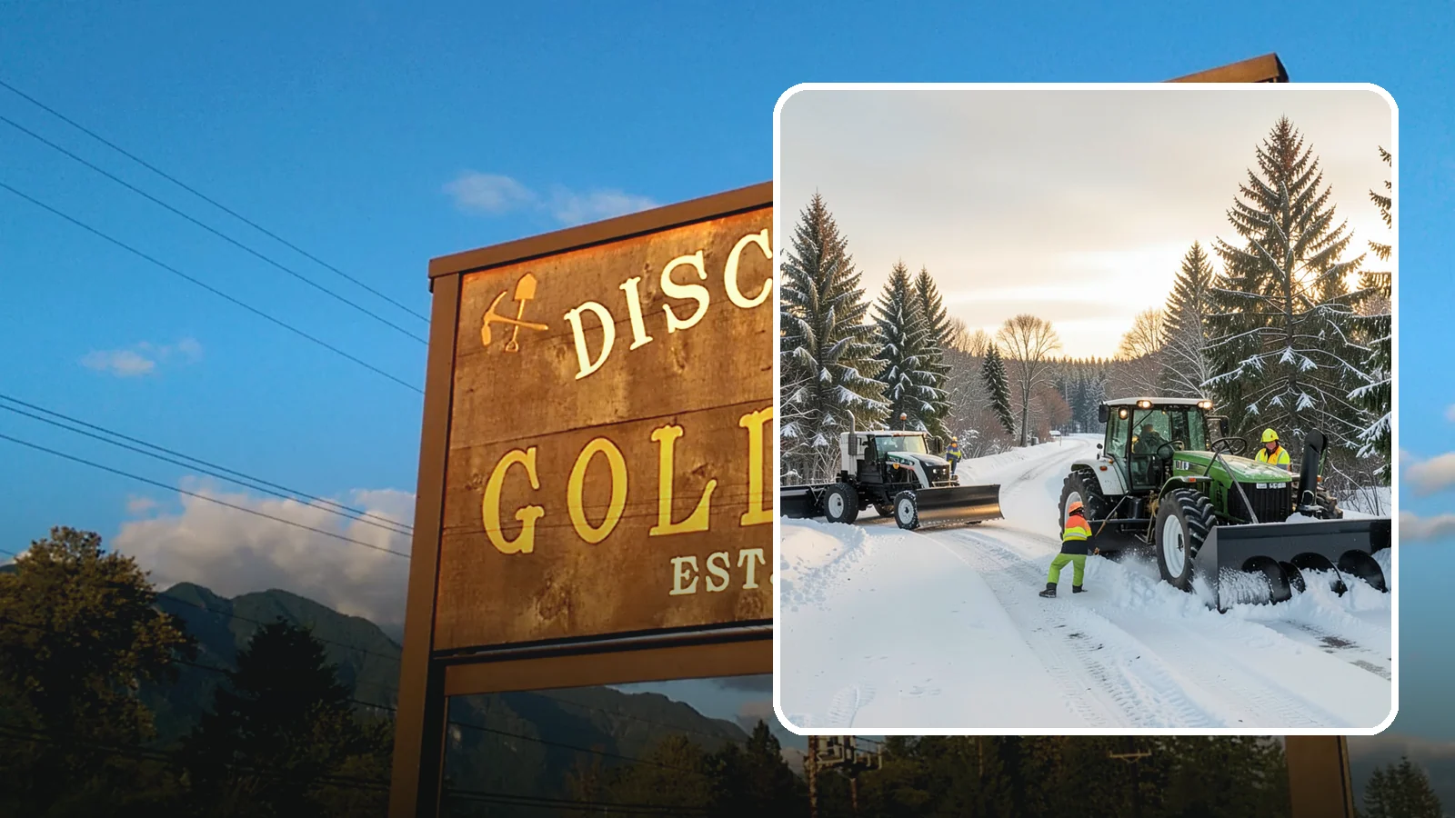 Tractor Snow Removal in Gold Bar, Snohomish County, WA - Our tractors with front blades and blowers clear long drives, rural properties, and expansive walkways.