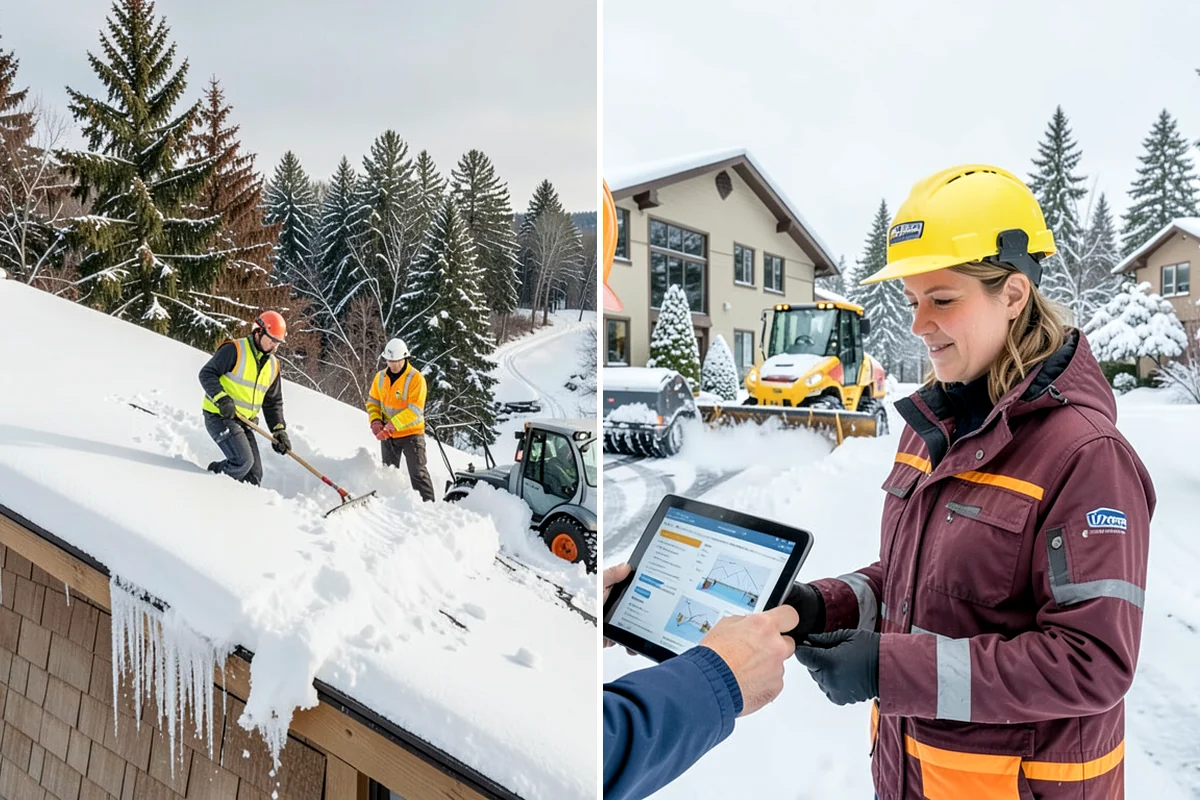 Tractor Snow Removal in Hunts Point, King County, WA - Review the route from drive to walkways