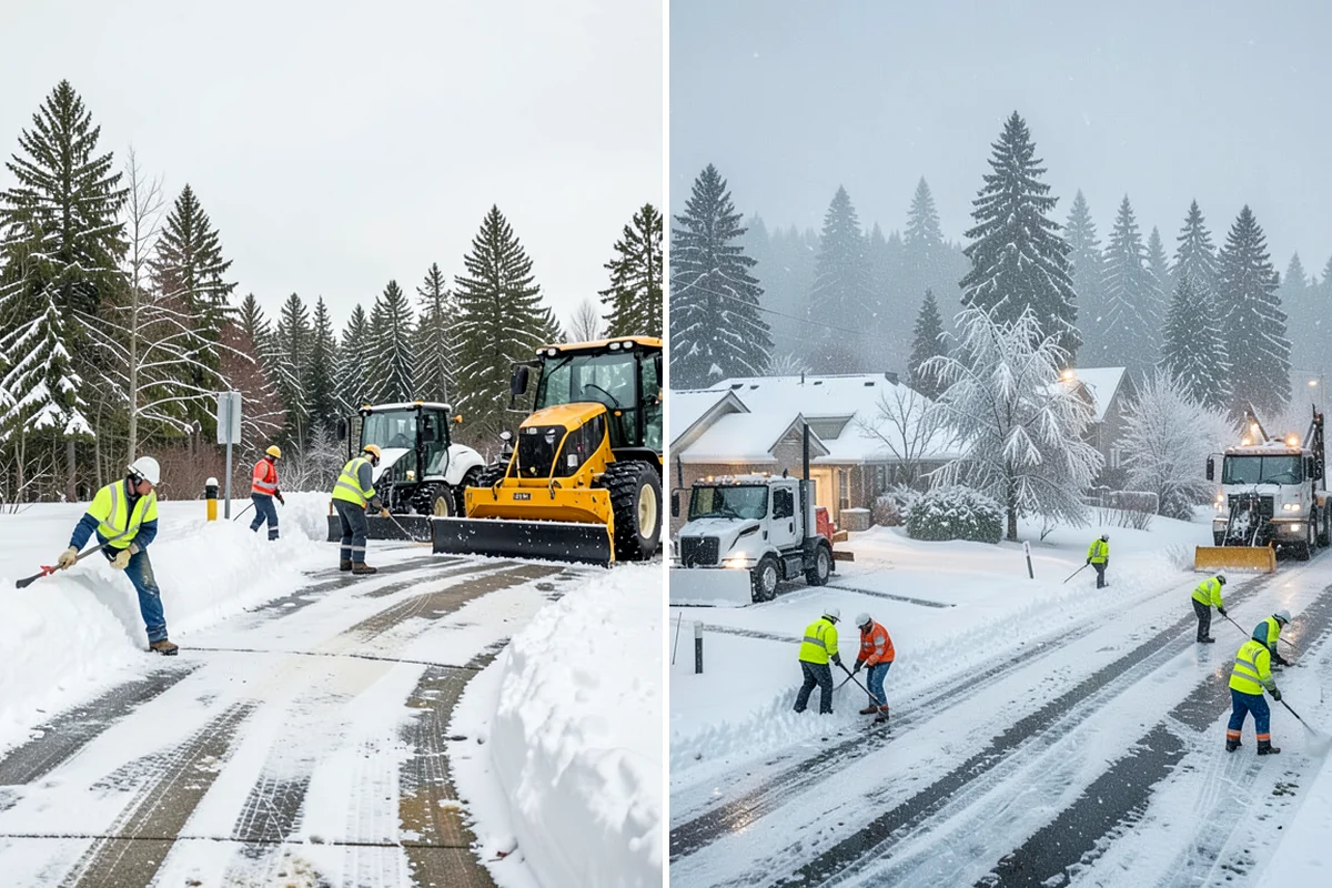 Tractor Snow Removal in Kenmore, King County, WA - Review the route from drive to walkways