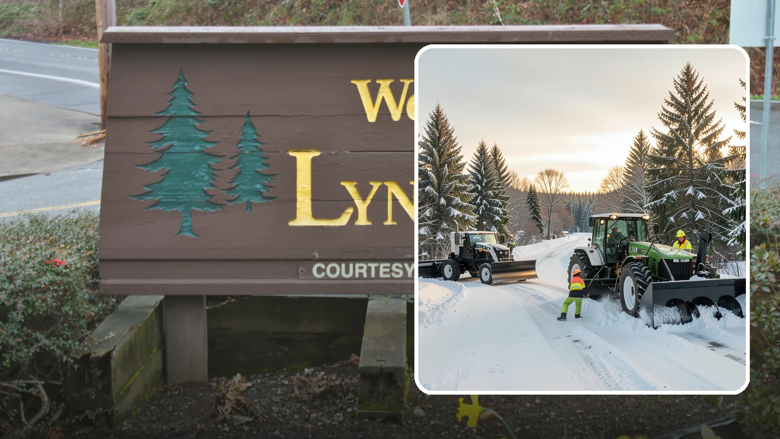 Tractor Snow Removal in Lynnwood, Snohomish County, WA - Our tractors with front blades and blowers clear long drives, rural properties, and expansive walkways.