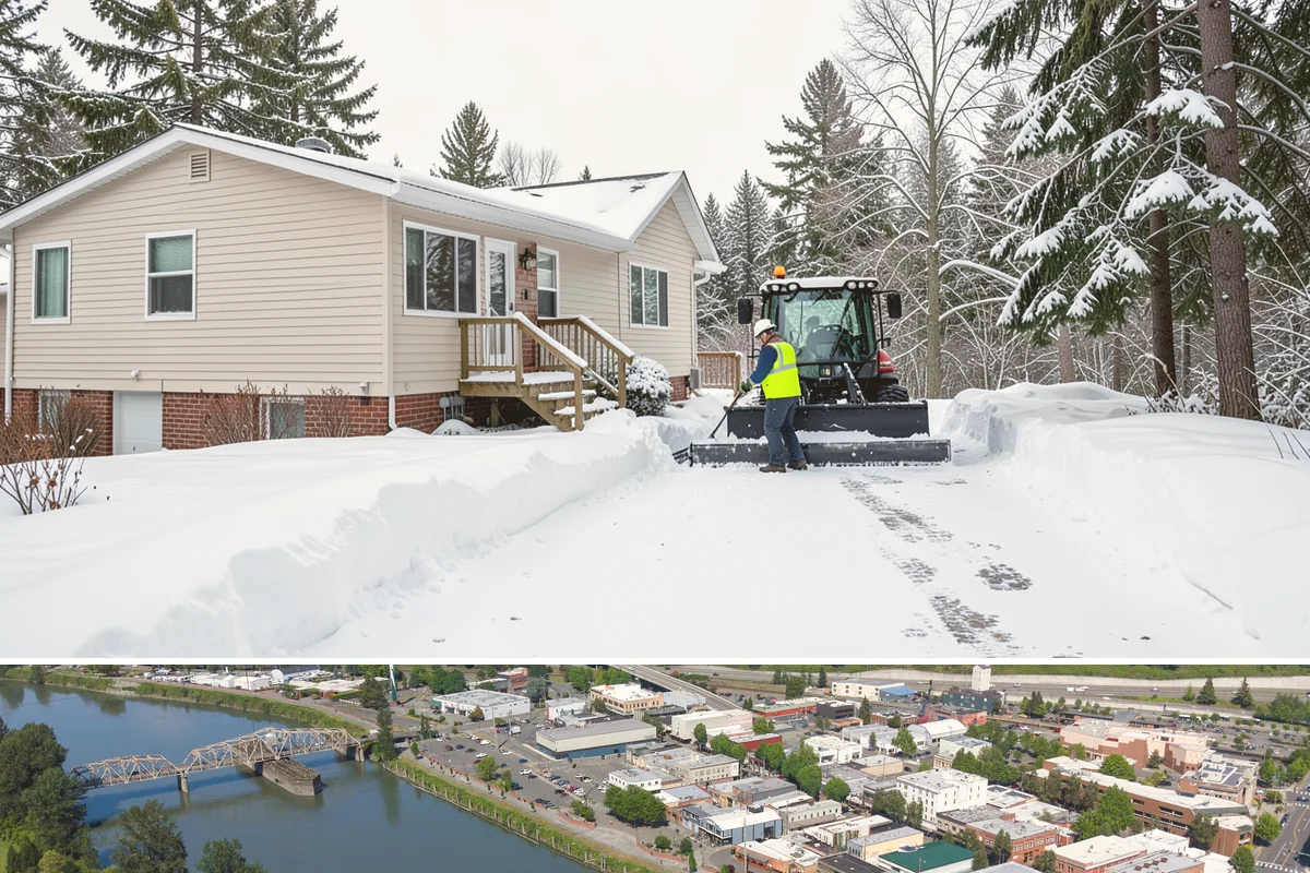 Tractor Snow Removal in Mount Vernon, Skagit County, WA - Tractor clearing is most in demand for rural properties during the December-to-February snow season.