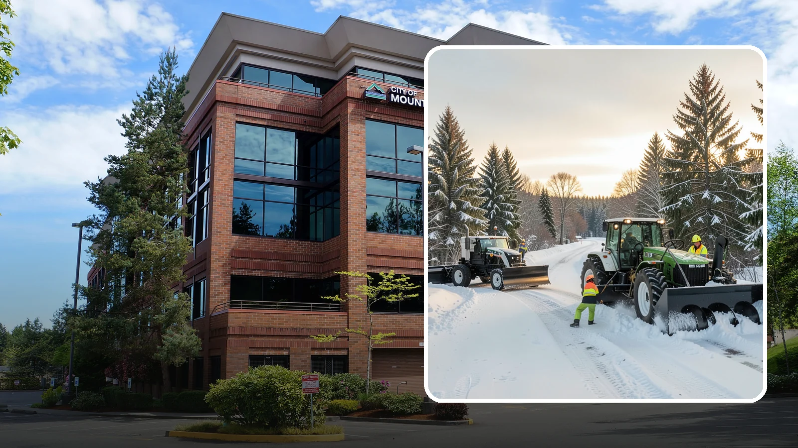 Tractor Snow Removal in Mountlake Terrace, Snohomish County, WA - Our tractors with front blades and blowers clear long drives, rural properties, and expansive walkways.