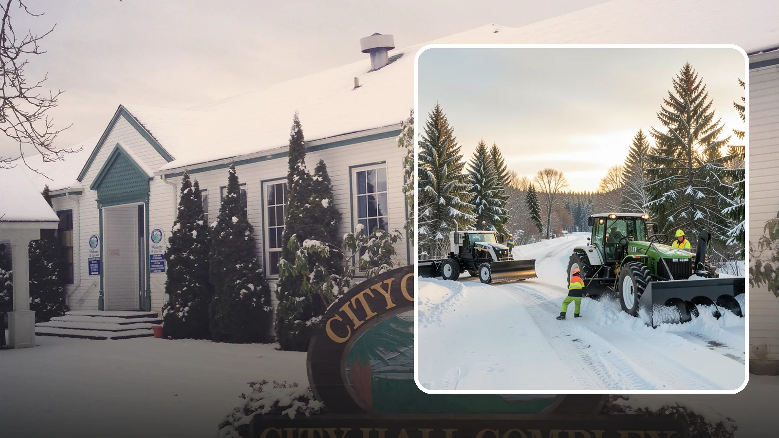 Tractor Snow Removal in Pacific, King County, WA - Our tractors with front blades and blowers clear long drives, rural properties, and expansive walkways.