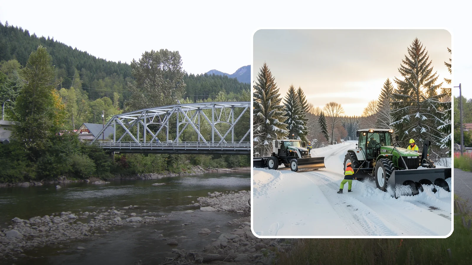 Tractor Snow Removal in Skykomish, King County, WA - Our tractors with front blades and blowers clear long drives, rural properties, and expansive walkways.