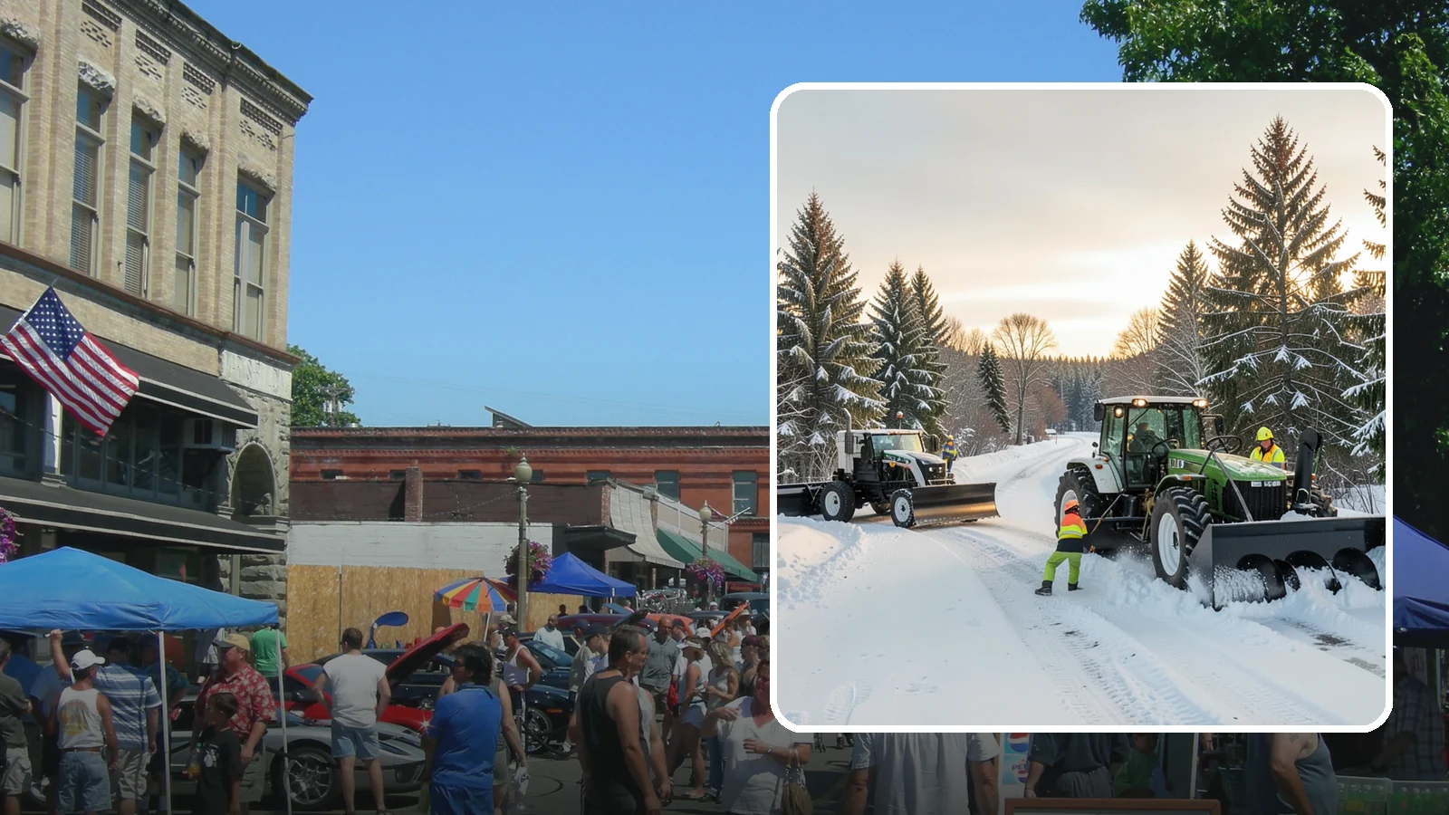 Tractor Snow Removal in Snohomish, Snohomish County, WA - Our tractors with front blades and blowers clear long drives, rural properties, and expansive walkways.