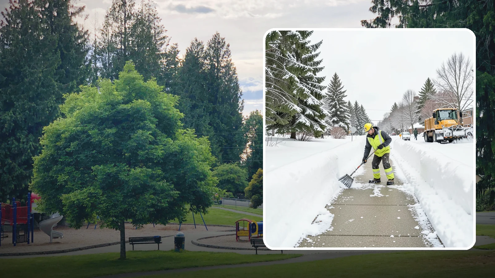 Trail Snow Removal in Bonney Lake, Pierce County, WA - Clearing of paved and soft-surface trails on campuses, parks, and HOAs so pedestrians keep a safe route in the snow.